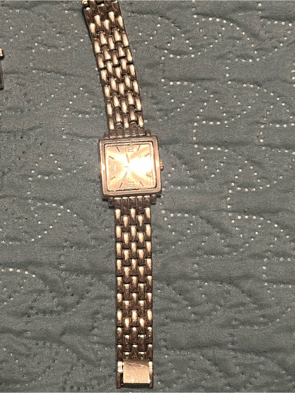 Square Face Metal Bracelet Watch in silver Tone